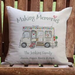 Personalised Motorhome Camping Mobile Home Cushion Cover - Wedding Gift Making Memories Family Holiday Decor 40cm 16 Inches - thumbnail 3