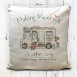 Personalised Motorhome Camping Mobile Home Cushion Cover - Wedding Gift Making Memories Family Holiday Decor 40cm 16 Inches - thumbnail 2