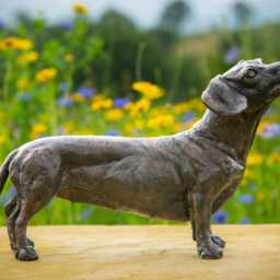 Standing Dachshund Dog Statue - Foundry Bronze Sculpture Outdoor Garden Life-Sized Animals, By Tanya Russell - thumbnail 2