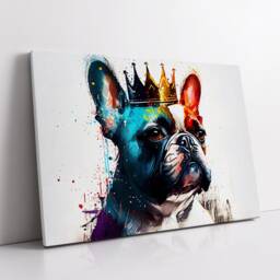 French Bulldog With Crown Dog Pet Abstract Modern Painting Wall Art, Framed Canvas Poster Print, Home Kitchen Office Room Decor, Gifts - thumbnail 2