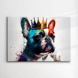 French Bulldog With Crown Dog Pet Abstract Modern Painting Wall Art, Framed Canvas Poster Print, Home Kitchen Office Room Decor, Gifts - thumbnail 3