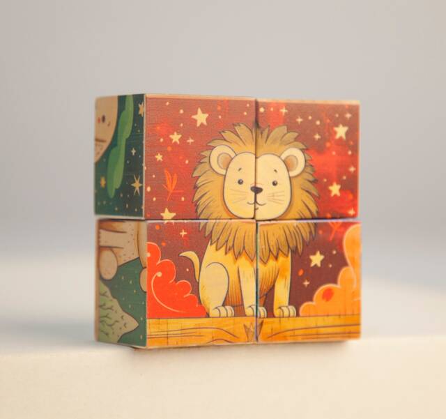 Toddler Cube Blocks Puzzle, Gift From Aunt, Big Brother, Natural Wood Educational Toy, Daycare Toys, Preschool Toys - image 1