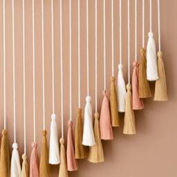Colorful Tassel Garland, Nursery Wall Hanging, Aesthetic Room Decor, Macrame Tassel, Boho Gallery H35 - thumbnail 3