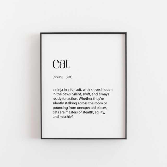 Cat Definition Print - Funny Lover Wall Art, Pet Decor, Feline Gift, Quirky Poster, Cute Artwork, Home Decor For Owners - image 1