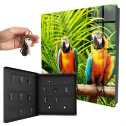 Tropical Birds Key Cabinet For Home, Green Box Photographic Animals, Lovers Of Nature & Vivid Colors