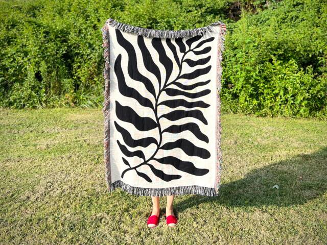 Matisse Botanical Blanket Abstract Art Cotton Woven Throw - image 1