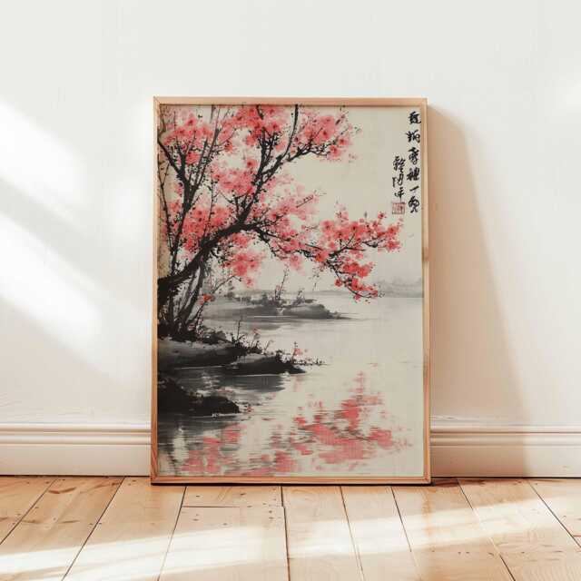Cherry Blossom Poster, Sakura Wall Art, Japan Floral Print, Japanese Tree Decor, Nature Art Gift Print - image 1