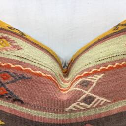 Vintage Turkish Kilim Pillow Cover, Handwoven Accent Cushion - 16x24 - thumbnail 2