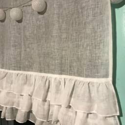 White Linen Curtain With Ruffles, Richly Ruffled Valance, Three Layers Of Ruffle, Kitchen Curtain, Romantic Shabby - thumbnail 4