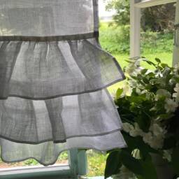 White Linen Curtain With Ruffles, Richly Ruffled Valance, Three Layers Of Ruffle, Kitchen Curtain, Romantic Shabby - thumbnail 2
