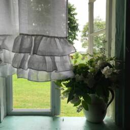 White Linen Curtain With Ruffles, Richly Ruffled Valance, Three Layers Of Ruffle, Kitchen Curtain, Romantic Shabby - thumbnail 3