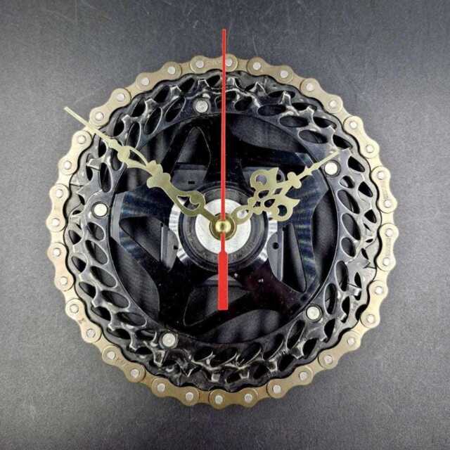 Recycled Bicycle Gears Clock Handmade Cycling Art Decor - image 1