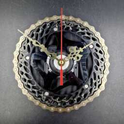 Recycled Bicycle Gears Clock Handmade Cycling Art Decor - thumbnail 1