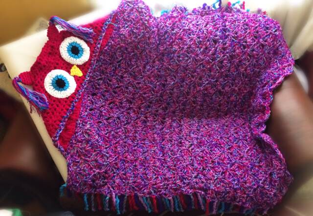 Hooded Crochet Owl Blanket Chunky Knit Throw, Handmade in UK - image 1