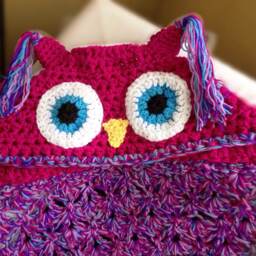 Hooded Crochet Owl Blanket Chunky Knit Throw, Handmade in UK - thumbnail 2