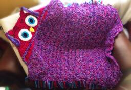 Hooded Crochet Owl Blanket Chunky Knit Throw, Handmade in UK