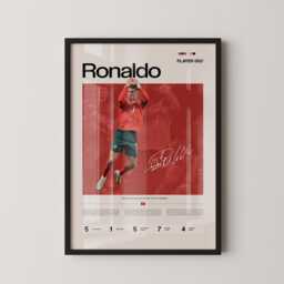 Ronaldo Portugal Captain Stats Poster, Cr7 Football Legend Wall Art, Soccer Print, Gift, Sports Room Decor - thumbnail 1