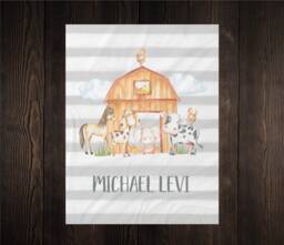 Personalized Baby Name Blanket, Gift, Pig, Custom Coming Home Hospital Shower Gift Birthday Farm Animal