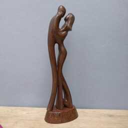 Wood Sculpture Slow Dancing Couple Boho Home Decor Wood Carving Gift Idea - thumbnail 4