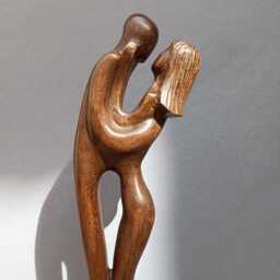 Wood Sculpture Slow Dancing Couple Boho Home Decor Wood Carving Gift Idea - thumbnail 3