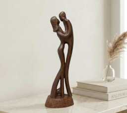 Wood Sculpture Slow Dancing Couple Boho Home Decor Wood Carving Gift Idea - thumbnail 1