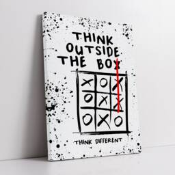Think Outside The Box Tic-Tac-Toe Quote Motivational Inspirational, Framed Canvas Wall Art Poster Print, Home Office & Room Decor, Gift Idea - thumbnail 3