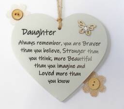 Daughter Innspirational Gift Heart - Always Remember You Are Braver Than Think Wooden Gift Plaque - thumbnail 1