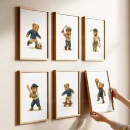 Choose Your Own Vintage Classic Teddy Bear Sports Nursery Prints - thumbnail 3