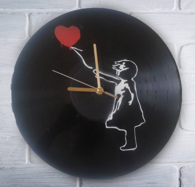 Dziewczyna Banksy'ego Z Zegarem P??yty Winylowej Pomalowanym Balonem