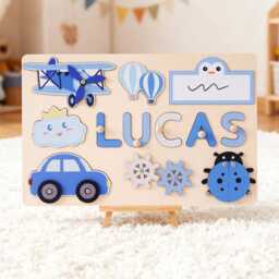 Custom Baby Name Puzzle, Personalized Kids Busy Board, Wood Room Decor, Best 1st Birthday Gift, Personalised 1 Year Old Gifts For Kids - thumbnail 3