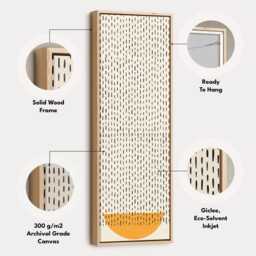 Black Dot Pattern Vertical Long Wall Art - Orange Half Circle Abstract Canvas - thumbnail 2