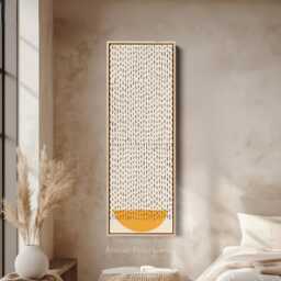 Black Dot Pattern Vertical Long Wall Art - Orange Half Circle Abstract Canvas - thumbnail 1