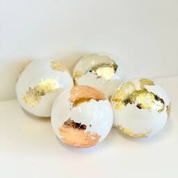 White & Gold Globe Christmas Ornaments Handprint Glass Bulbs, Set Of 4 - thumbnail 4