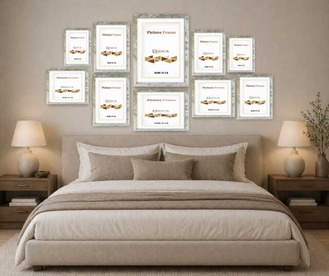 Rustic Gold Picture Frame Set - Modern Collage Wall Art Photo Poster Frames Hanging Home Decor Birthday Gift - image 1