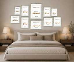 Rustic Gold Picture Frame Set - Modern Collage Wall Art Photo Poster Frames Hanging Home Decor Birthday Gift