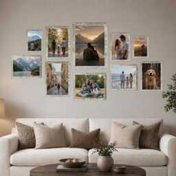 Rustic Gold Picture Frame Set - Modern Collage Wall Art Photo Poster Frames Hanging Home Decor Birthday Gift - thumbnail 4