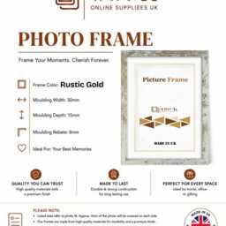 Rustic Gold Picture Frame Set - Modern Collage Wall Art Photo Poster Frames Hanging Home Decor Birthday Gift - thumbnail 2