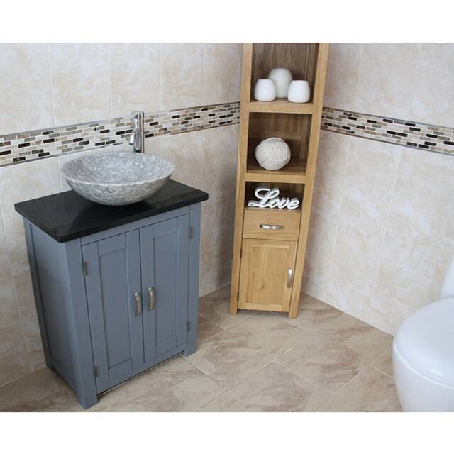 Painted Grey Bathroom Vanity Unit - Black Quartz Top Marble Basin Choice 310Gbqsbc - image 1