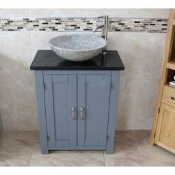 Painted Grey Bathroom Vanity Unit - Black Quartz Top Marble Basin Choice 310Gbqsbc - thumbnail 3