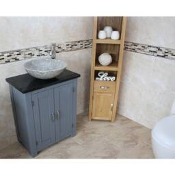 Painted Grey Bathroom Vanity Unit - Black Quartz Top Marble Basin Choice 310Gbqsbc
