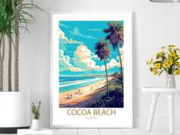 Cocoa Beach - Abstract Art Florida Sea Summer Wall Print Gift Idea Bespoke Poster A5 A4 A3 Framed Or Unframed - thumbnail 1