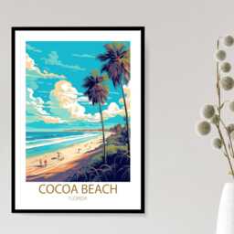 Cocoa Beach - Abstract Art Florida Sea Summer Wall Print Gift Idea Bespoke Poster A5 A4 A3 Framed Or Unframed - thumbnail 3