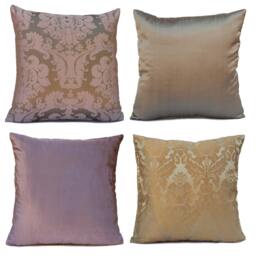 Pink & Gold Pillow, Throw Pillow Cover, Decorative Cushion Covers, Floral Pattern, Accent Pillows, Sham, Satin Blend - thumbnail 3
