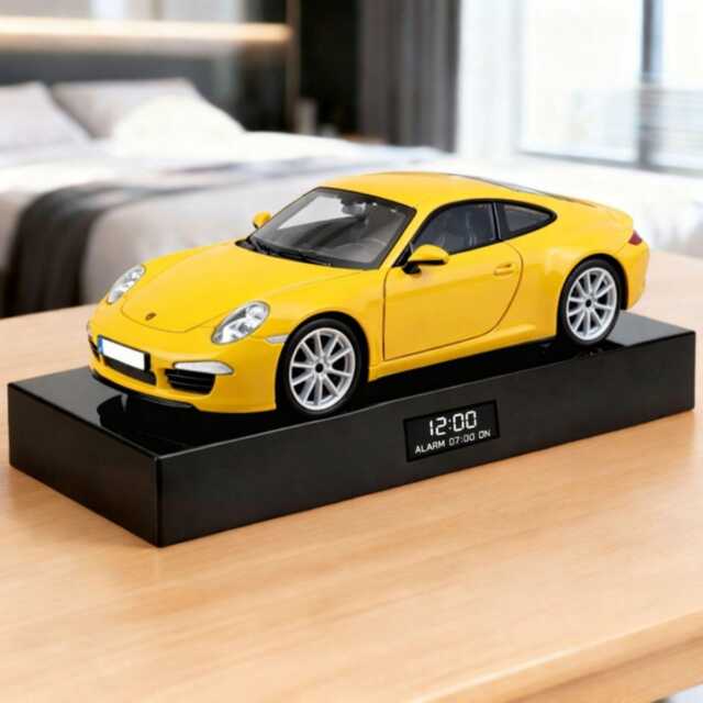 Porsche 911 S Car Alarm Clock - Realistic Engine Sound, Handmade, Enthusiast Gift - image 1