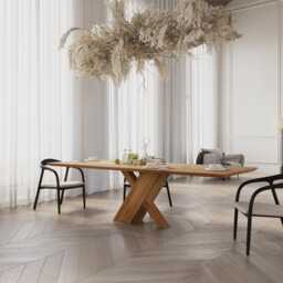 Oak Modern Dining Table With Wooden Base 0126