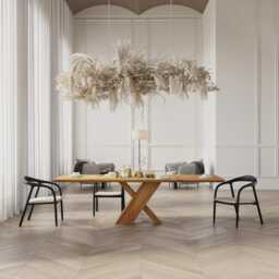 Oak Modern Dining Table With Wooden Base 0126 - thumbnail 2