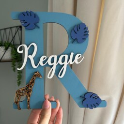 Personalised Jungle Name Sign Safari Nursery Decor, Giraffe Plaque. Jungle Bedroom Wall Sign - thumbnail 2