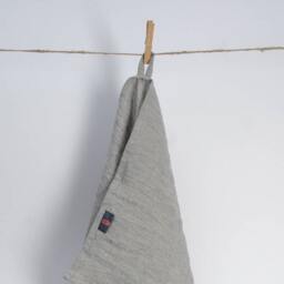 Soft Linen Bath Towel 100% Pure Fabric Sheet Natural & Light Blue Very Narrow Printstripes Stonewashed Linen Spa - thumbnail 3