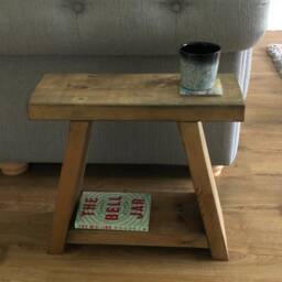 Chunky Solid Pine Side Table Handcrafted Oak Finish Living Room Storage - thumbnail 3