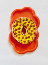 Jumbo Pepperoni Pizza Bagel/Dopamine Decor/ Maximalist Fake Food/ Food Pop Art/ Wall Sculpture/ Funky Decor/Kitchen Art - thumbnail 1